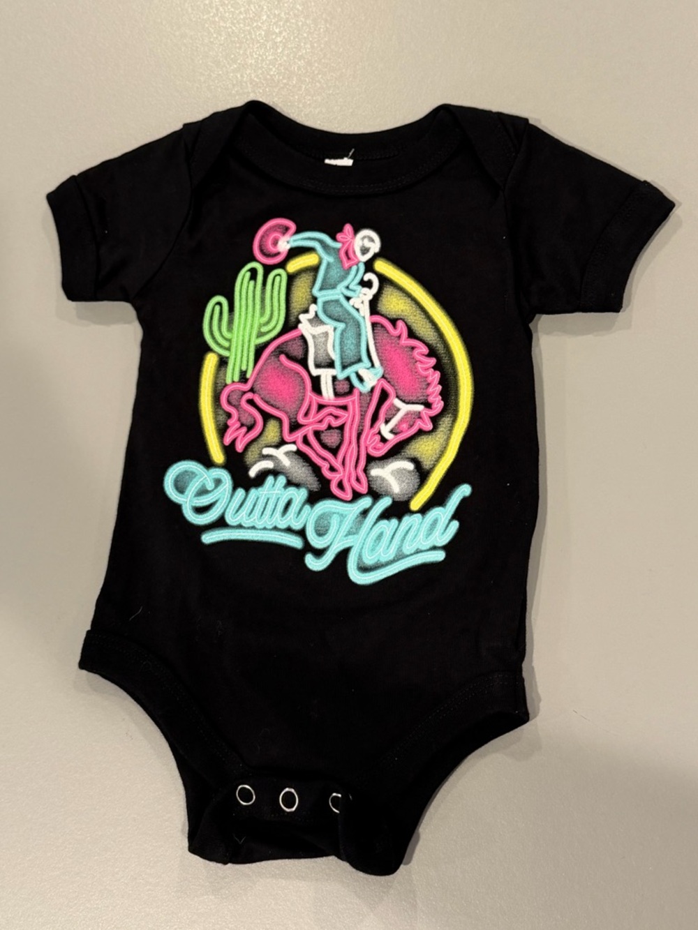 Bella Canvas Black One-Piece with Neon Rodeo Graphic - Picture 2 of 7